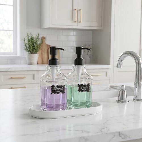 2Pack Hand & Dish Glass Soap Dispenser with Black Rust Proof Pump (Matteblack)