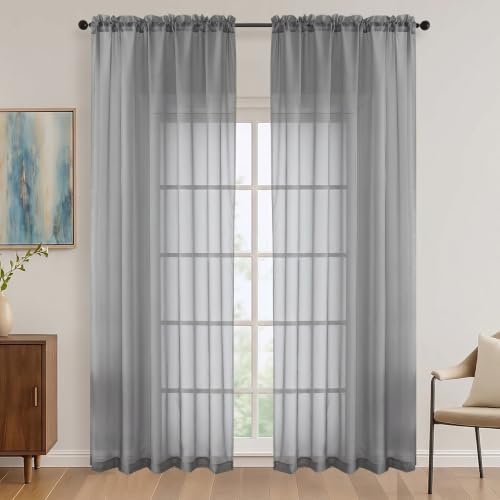 Charcoal Grey Bedroom Curtains 2 Panel Sets 90 Inch Length (Charcoal Grey / 59"W x 90"L (Pack of 2))