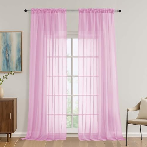 Light Pink Bedroom Curtains 96 Length for Farmhouse (Light Pink / 59"W x 96"L (Pack of 2))