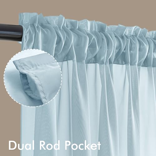 Sky Blue Sheer Curtains 84 Inches Long 4 Panels 42 x 84 Inches (42"W x 84"L (Pack of 4) / Sky Blue)