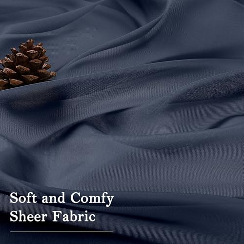 Navy Blue Sheer Curtains 63 Inch Length 2 Panels (Navy Blue / 59"W x 63"L (Pack of 2))