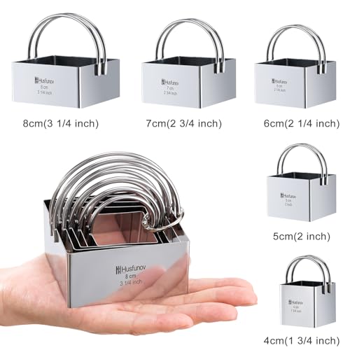 Biscuit Cutter Set Square Cookie Cutters with Handle (5pcs Square with handle)