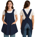 Apron for Women with Pocket Cotton Linen (Navyblue)