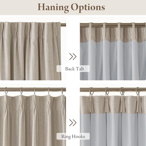 Linen Blackout Curtains 96 inches Long (Pinch Pleated - Taupe / 40"W x 96"L (Pack of 2))