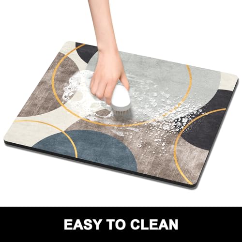 Dish Drying Mat for Kitchen Counter (Abstract Art Circle / 16" x 18")