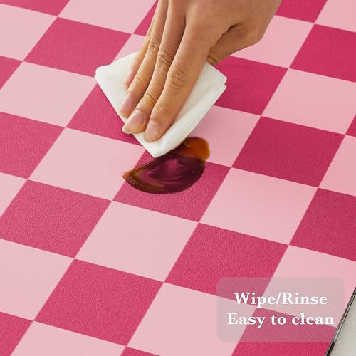 Checkered Dish Drying Mat for Kitchen Counter (Hot Pink / 24" x 16")