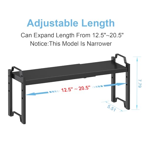 Narrow Expandable Cabinet Shelf Organizer 5.51" Width (Black / 2 Pack Narrow Model: 12.5"-20.5"L × 5.5"W × 7.9"H)