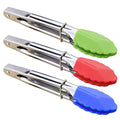 7 Inch Mini Tongs with Silicone Tips (7-inch / Red Blue Green)