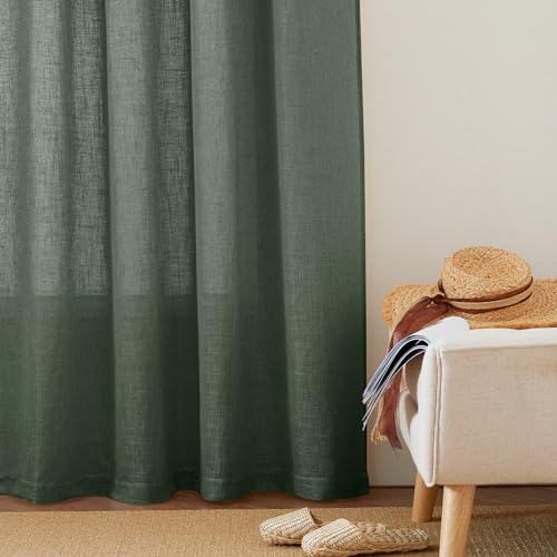 Sheer Curtains 102 inches (Hunter Green / 52"W x 102"L (Pack of 2))