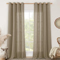 96 Inches Long Linen Sheer Curtains for Living Room 2 Panels (52"W x 96"L (Pack of 2) / Taupe)