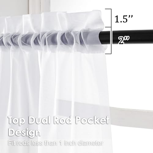 White Sheer Curtains 78 Inches Long 2 Panels (White / 42"W x 78"L (Pack of 2))