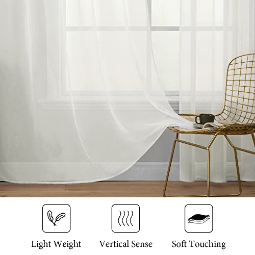Ivory Window Sheer Curtains 2 Panels Width 38 x Length 72 Inches (Ivory / 38"W x 72"L (Pack of 2))