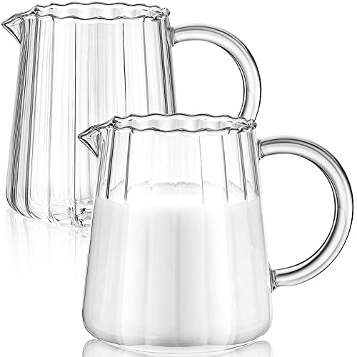 2 Pcs Glass Pitcher Milk Frothing Creamer (250 ml / Wave Style)