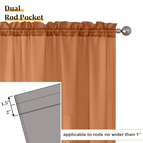 Orange Sheer Curtains 45 inches Long (42"W x 45"L (Pack of 2) / Orange)