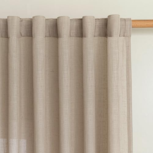 108 Inches Long Taupe Sheer Curtains for Living Room 2 Panel Sets Light Filtering Window Drapes for Sliding Door Back Tab Draperies Floor to Ceiling Curtains Soft (50"W x 108"L (Pack of 2) / Taupe-new)
