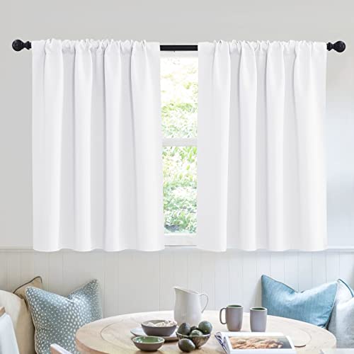 Short Curtains for Small Window Kitchen Bathroom Cafe RV Camper (Pure White / 52"W x 36"L (Pack of 2))