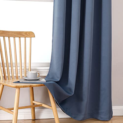 100% Blackout Curtains for Bedroom 78 Inches Long 2 Panels Set (42"W x 78"L (Pack of 2) / Stone Blue)