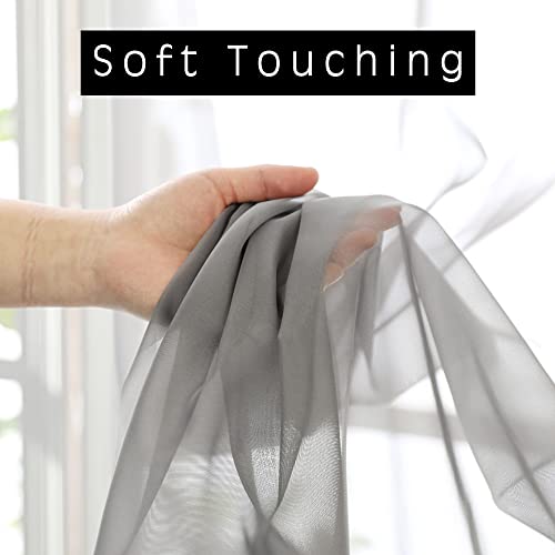 Grey Sheer Kitchen Valance for Windows Set of 2 (Grey / 42"W x 14"L (Pack of 2))