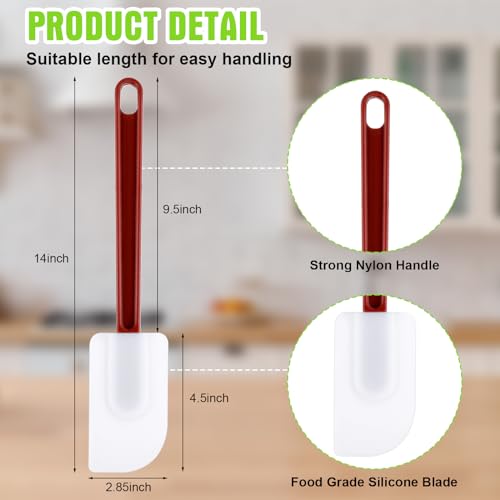 5 Pcs 14 Inch Rubber Spatula High Heat Resistant Silicone Spatula (14 Inch / Brown Red)