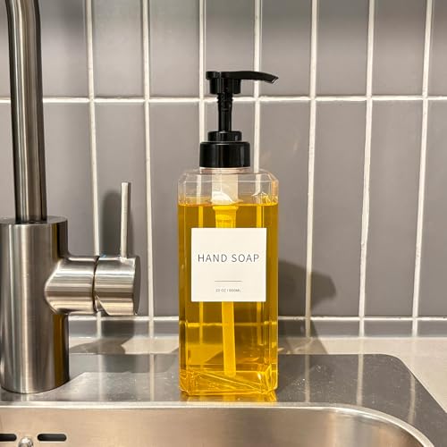 Clear Soap Dispenser with Waterproof Labels (22oz 4pack Clear)