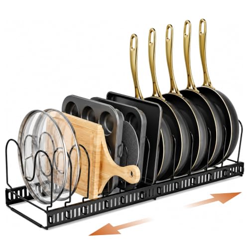Adjustable Bakeware Pots and Pans Organizer Under Cabinet (11 Divider)
