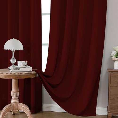 Burgundy Red Blackout Curtains 72 inch Length 2 Panels Set (Burgundy Red / 52"W x 72"L (Pack of 2))