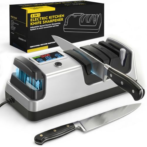 Electric Knife Sharpener for Kitchen Knives (Silver)