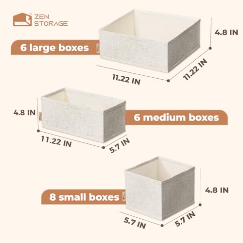ZenStortage Cotton Linen Baby Drawer Organizers for Nursery (Beige)