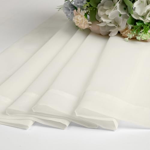 Ivory Sheer Valances for Windows 18 Inch Length 2 Pcs (Ivory / 42"W x 18"L (Pack of 2))