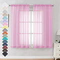 2 Pack Pink Sheer Curtains 63 Inch Length (Light Pink / 42"W x 63"L (Pack of 2))