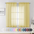 Yellow Sheer Curtains 63 Inches Long 2 Panels Set (40"W x 63"L (Pack of 2) / Yellow)