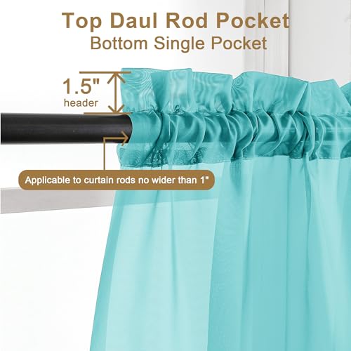 Turquoise Sheer Curtains 96 inches Long 2 Panels (Turquoise / 42"W x 96"L (Pack of 2))