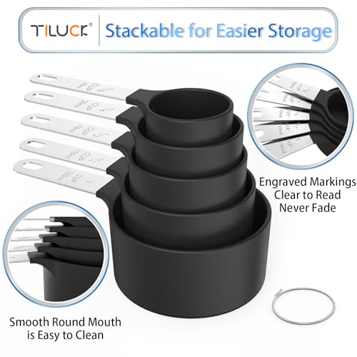 Measuring Cups & Spoons Set (Black / 5+5)