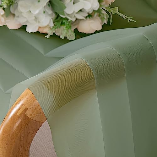 Short Sheer Curtains 30 Inches 2 Panels Set (Sage Green / 42"W x 30"L (Pack of 2))