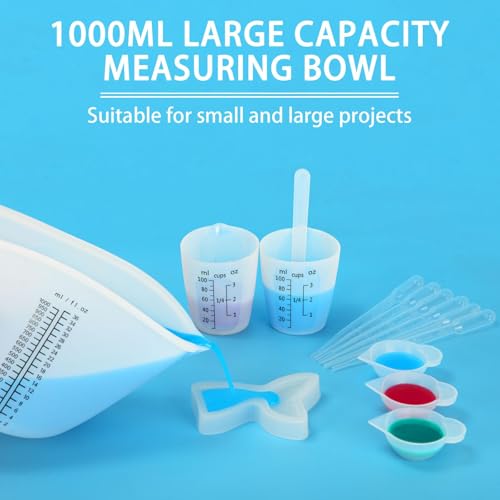 1000ML Large Silicone Measuring Cups for Resin (1000ml+100ml kit / Black)