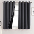 100% Blackout Curtains for Bedroom 2 Panels Set with Black Liner (52"W x 45"L (Pack of 2) / Dark Grey)