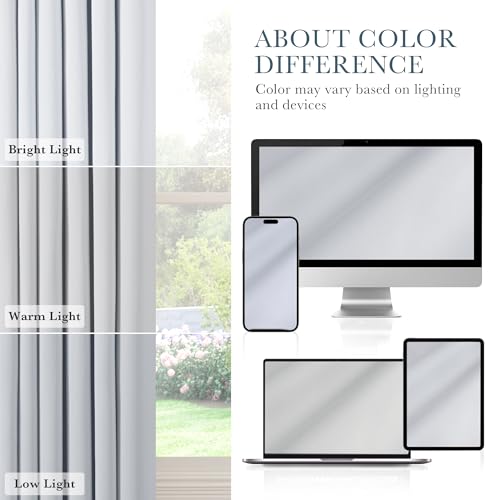 Back Tab and Rod Pocket Blackout Curtains for Living Room (Greyish White / 70"W x 84"L (Pack of 2))