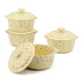 10 Oz Mini Ceramic Cocotte Set with Lids & Handles (Yellow)