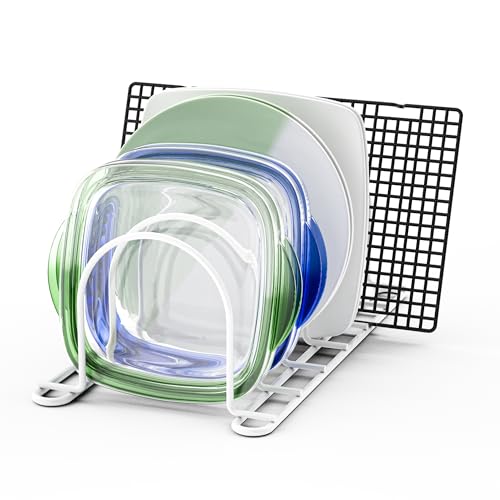 Plate Rack for Cabinet (White /pot lids holder (6 slot))