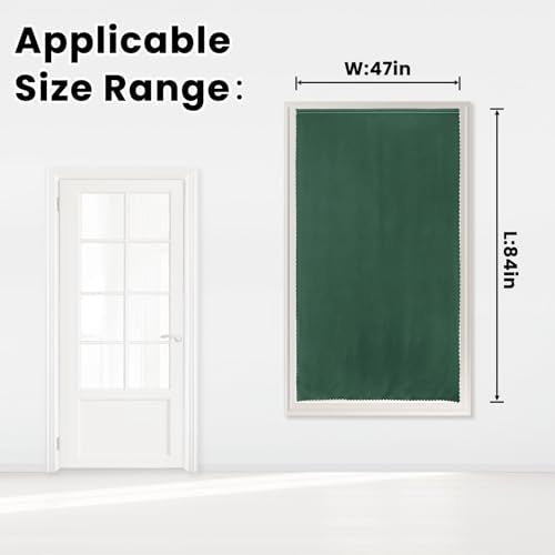 Blackout Curtains for Bedroom Sticky Curtain Blackout Window Cover Self Adhesive Curtains Rod No Drillng (47"W x 84"L (Pack of 1) / Dark Green)
