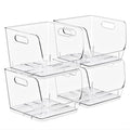 Clear Pantry Organizer with Stackable Storage Bins (Medium Square / 4 Pack)