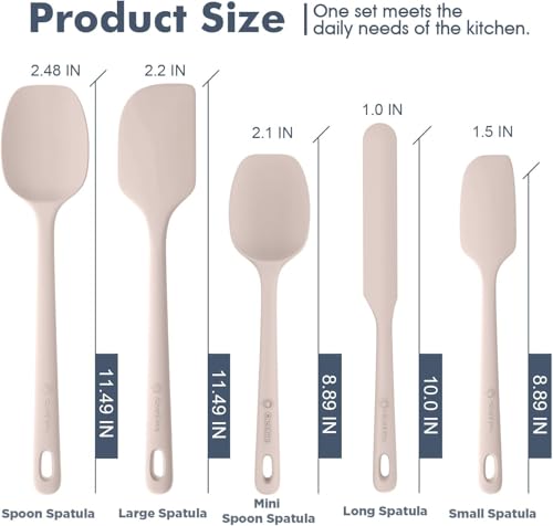 5 Pieces Silicone Spatulas Set (Beige / 5 pieces)