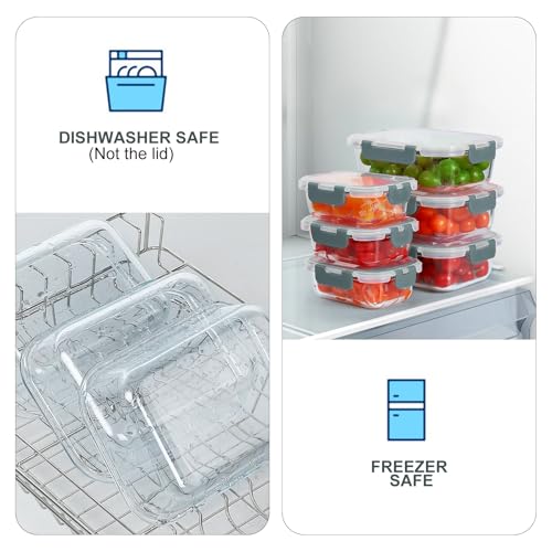 10 Pack Glass Food Storage Containers with Lids (Gray / 10-Pack)