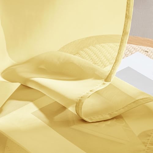 Yellow Sheer Curtains 96 Inches Long 4 Panels 42 x 96 Inches (42"W x 96"L (Pack of 4) / Yellow)