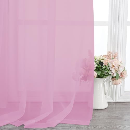 Pink Sheer Curtains 72 Inch Length 2 Panels (Pink / 42"W x 72"L (Pack of 2))