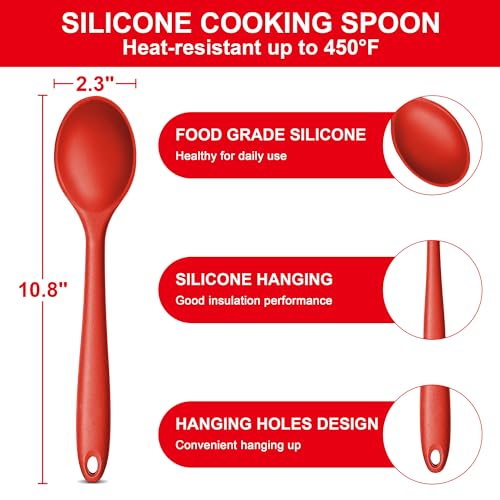 Silicone Cooking Spoon Set of 2 (Red)
