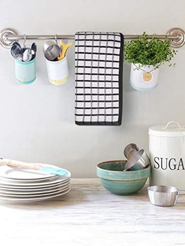 Kitchen Towels Black (20" x 30" (Set of 6) / 049 Black/White Terry)