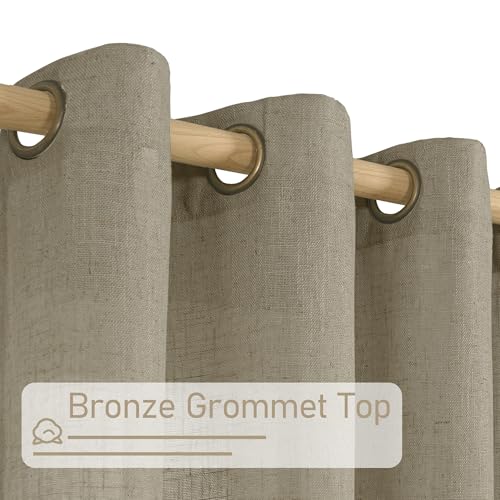 Taupe Semi Sheer Linen Curtains 63 Inch Length 2 Panels (34"W x 63"L (Pack of 2) / Taupe)