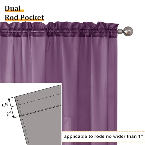 Plum Purple Sheer Curtains 72 Inches Long 2 Panels Set (42"W x 72"L (Pack of 2) / Plum)