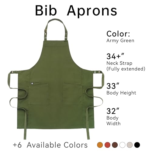 Chef Men Canvas Waterproof Apron Pocket 4251GB (10 Pack / Army Green)